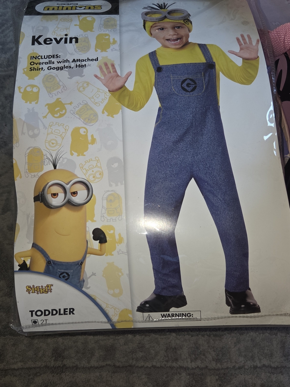 Spirit Halloween Toddler Kevin Minion costume in size 2T.